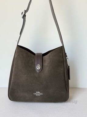 NWT Coach Hadley Convertible Shoulder & Crossbody Bag Suede Espresso Brown CW004